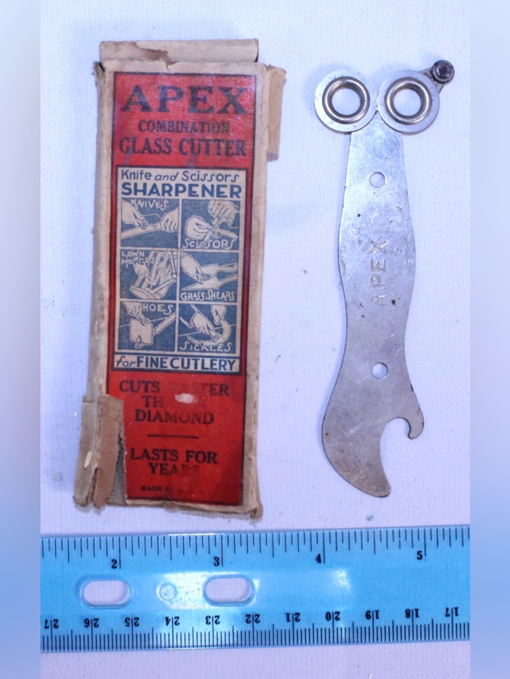 Apex Silver Combination Glass Cutter with Red Labeled Box